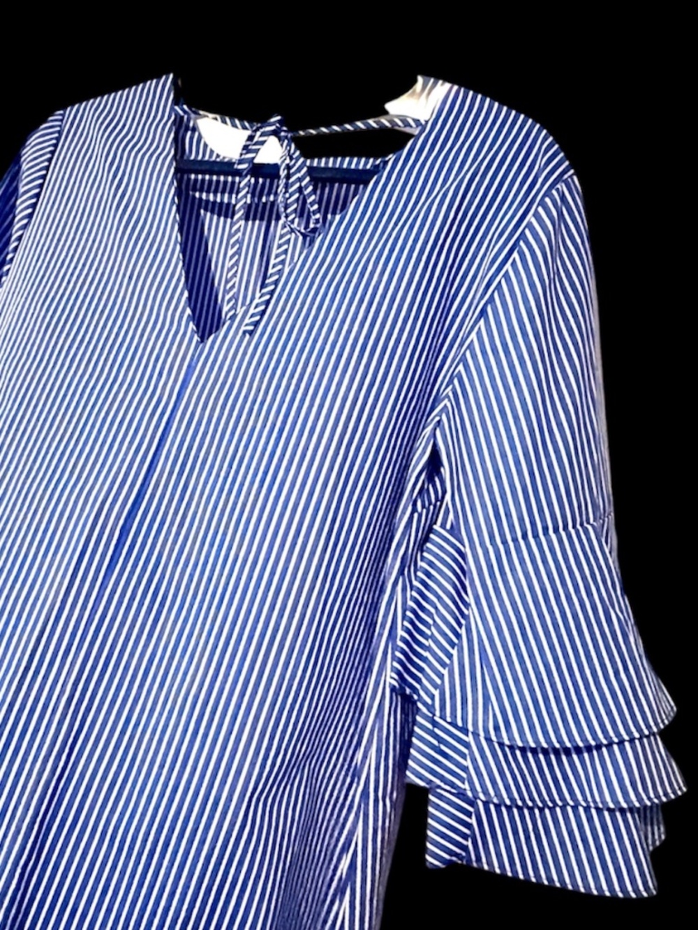 NWT Blue V-Back Striped Dress (L)